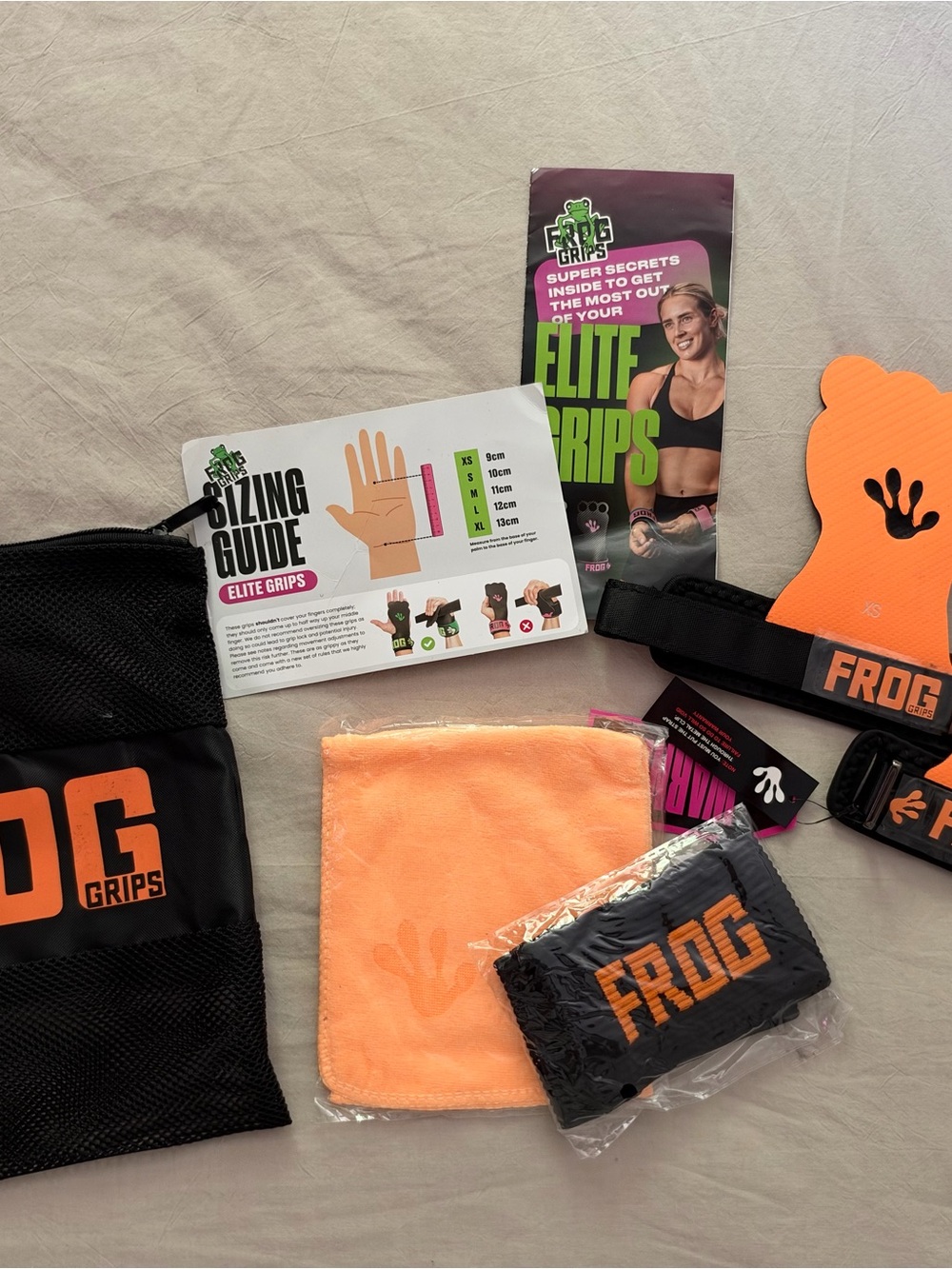 Frog Grips Elite OG Fingerless Orange Grips XS NEW w/ Bag & Accessories